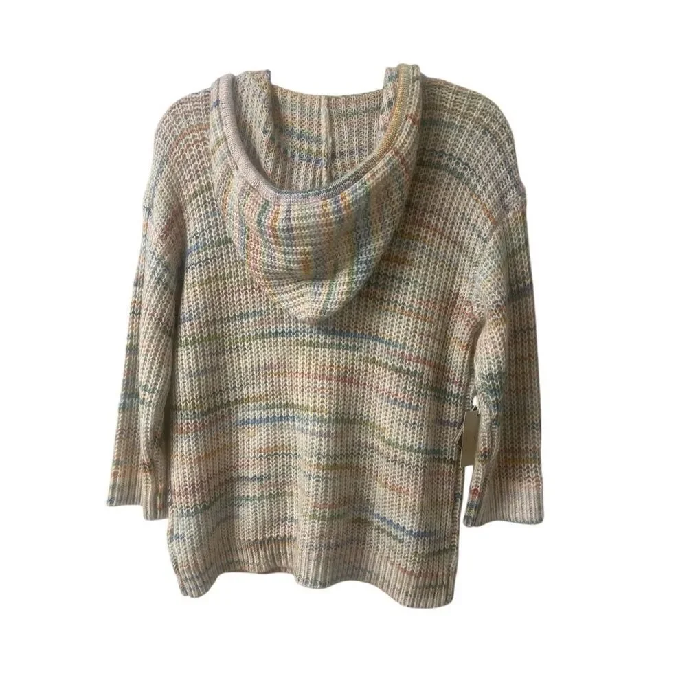 Tribal hooded sweater multi color stripe sz Medium